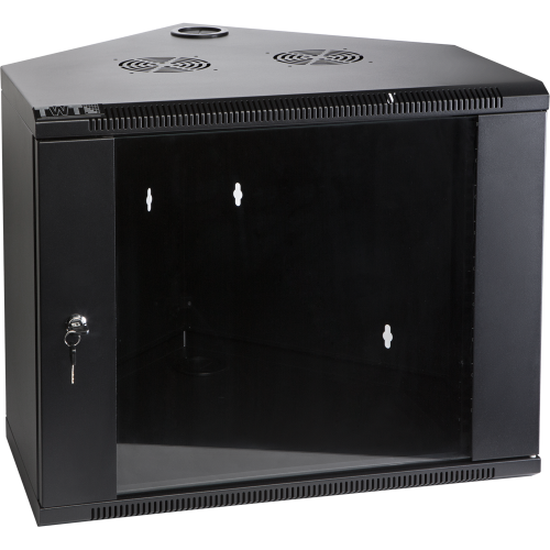 Шкаф настенный угловой глубиной 600мм, стеклянная дверь, черный